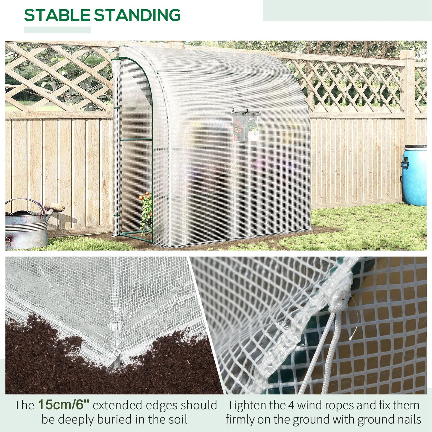 7' x 3' x 7' Walk-In Greenhouse, Roll-Up Mesh Windows, Zipper Door, White Walk In Greenhouses at Gallery Canada