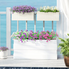 2 Pack 20 Inch Hanging Flower Pots, Railing Planter Box, White