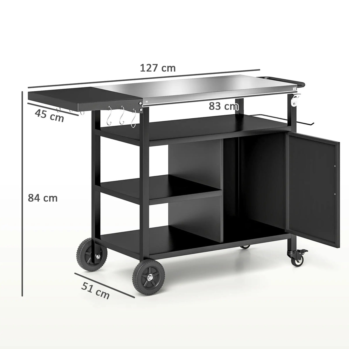 Outdoor BBQ Stand, Foldable Side Table, Stainless Steel Top, Pizza Oven Table Outdoor Grill Carts at Gallery Canada