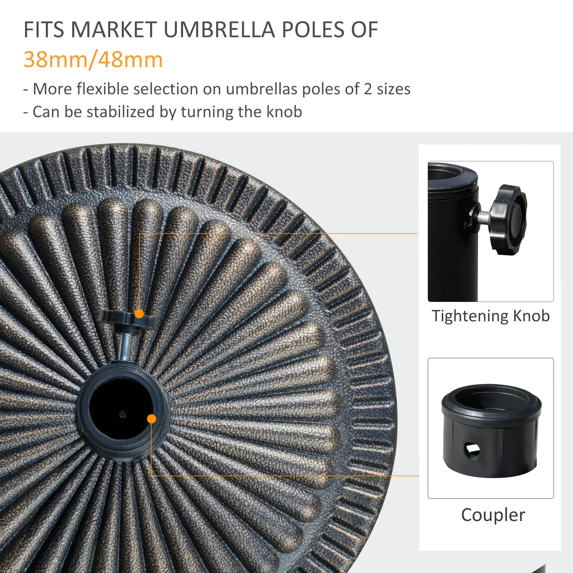 Round Umbrella Base, 31.5 Lbs Resin Stand, Φ19.1, Bronze Umbrella Bases at Gallery Canada