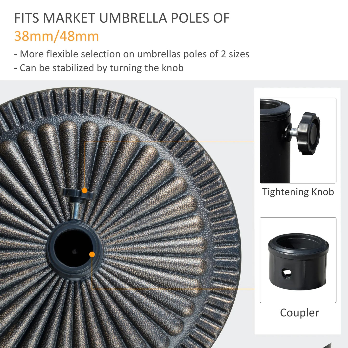 Round Umbrella Base, 31.5 Lbs Resin Stand, Φ19.1, Bronze Umbrella Bases at Gallery Canada
