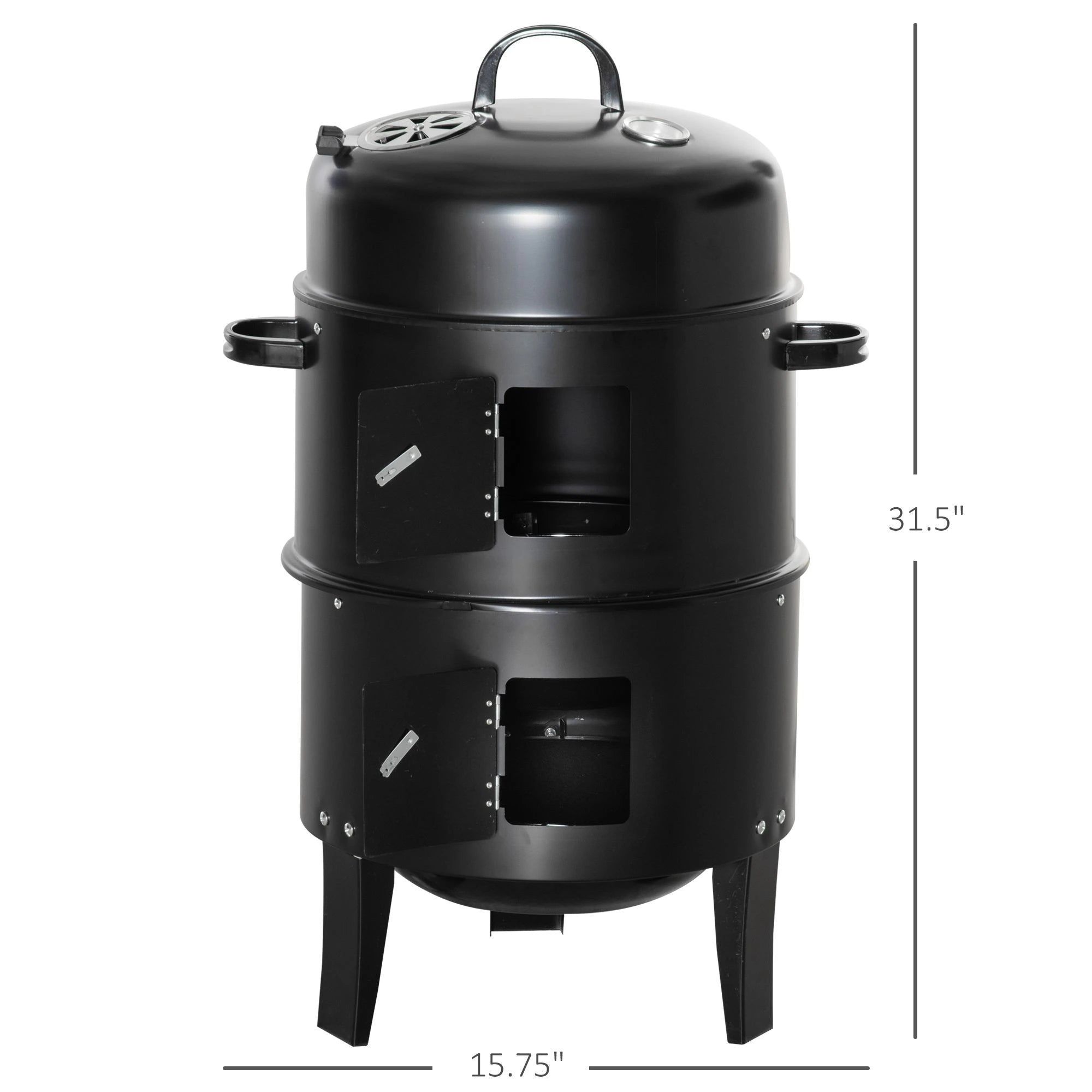 3-In-1 Vertical Charcoal BBQ Smoker, 16