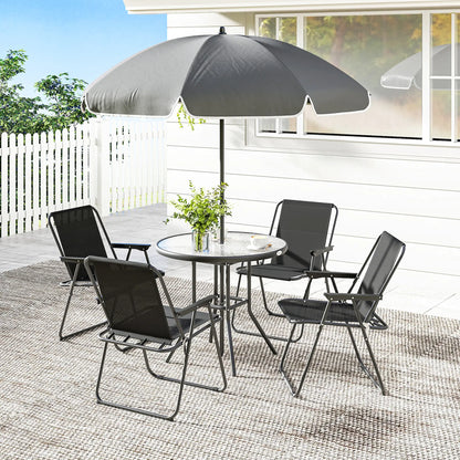 6 Piece Patio Dining Set, Glass Table, Folding Chairs, Black Outdoor Dining Sets at Gallery Canada