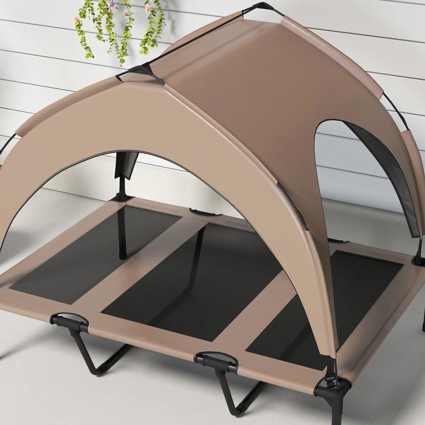 Raised Dog Bed, Cooling Cot with Canopy, Washable Mesh, Large, Coffee Elevated Dog Beds at Gallery Canada