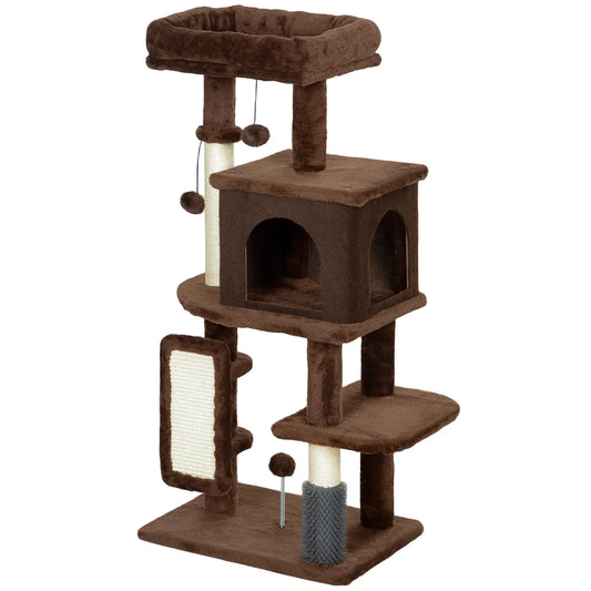 41" Cat Tree with Scratching Posts, Bed, Condo & Toys Multi-Level Cat Towers Brown at Gallery Canada