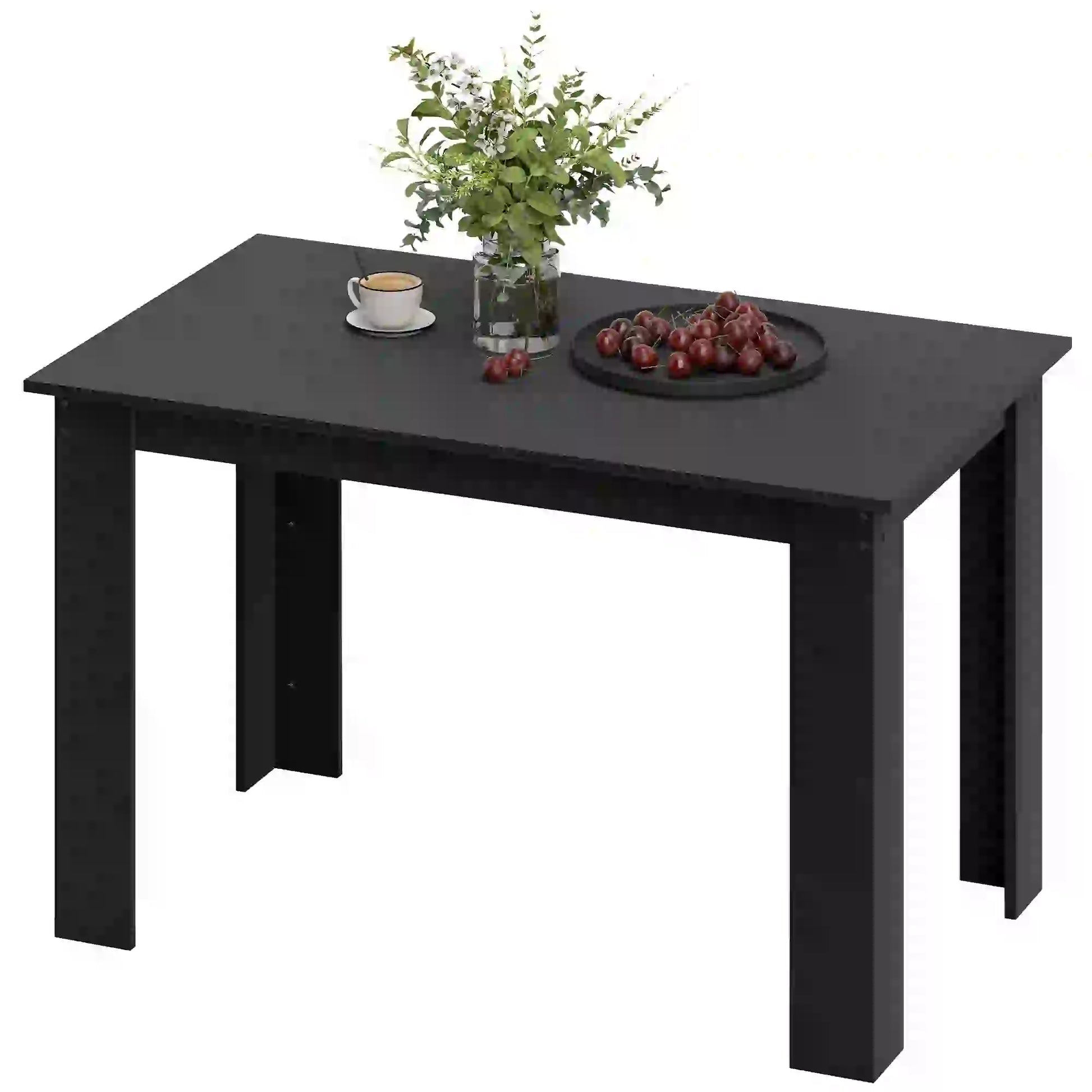 47" Kitchen Table for 4-6 People, Wood Effect, Black Dining Tables Black at Gallery Canada