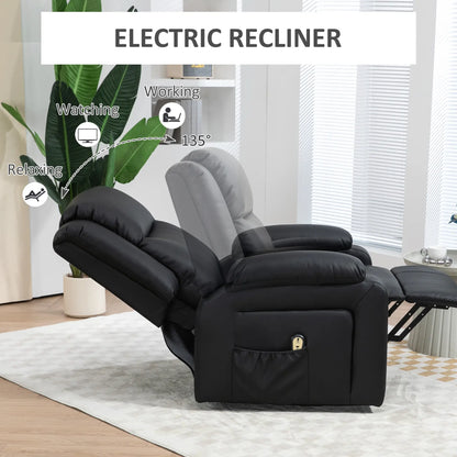 PU Leather Electric Recliner Chair, Remote, Side Pockets, Black Sofas & Reclining Chairs at Gallery Canada