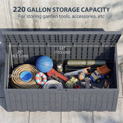 220 Gallon Resin Deck Box, Waterproof Lockable Outdoor Storage Patio Storage Boxes at Gallery Canada