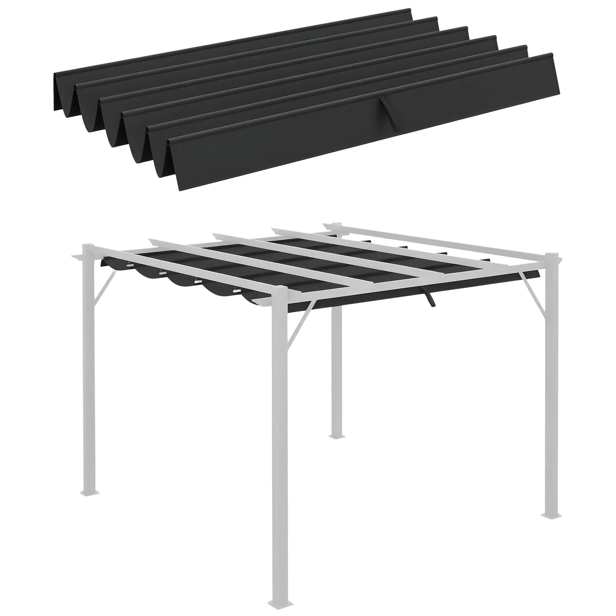 Retractable Pergola Canopy Replacement, 10' x 10', Dark Grey Gazebo Canopy Replacement Dark Grey at Gallery Canada