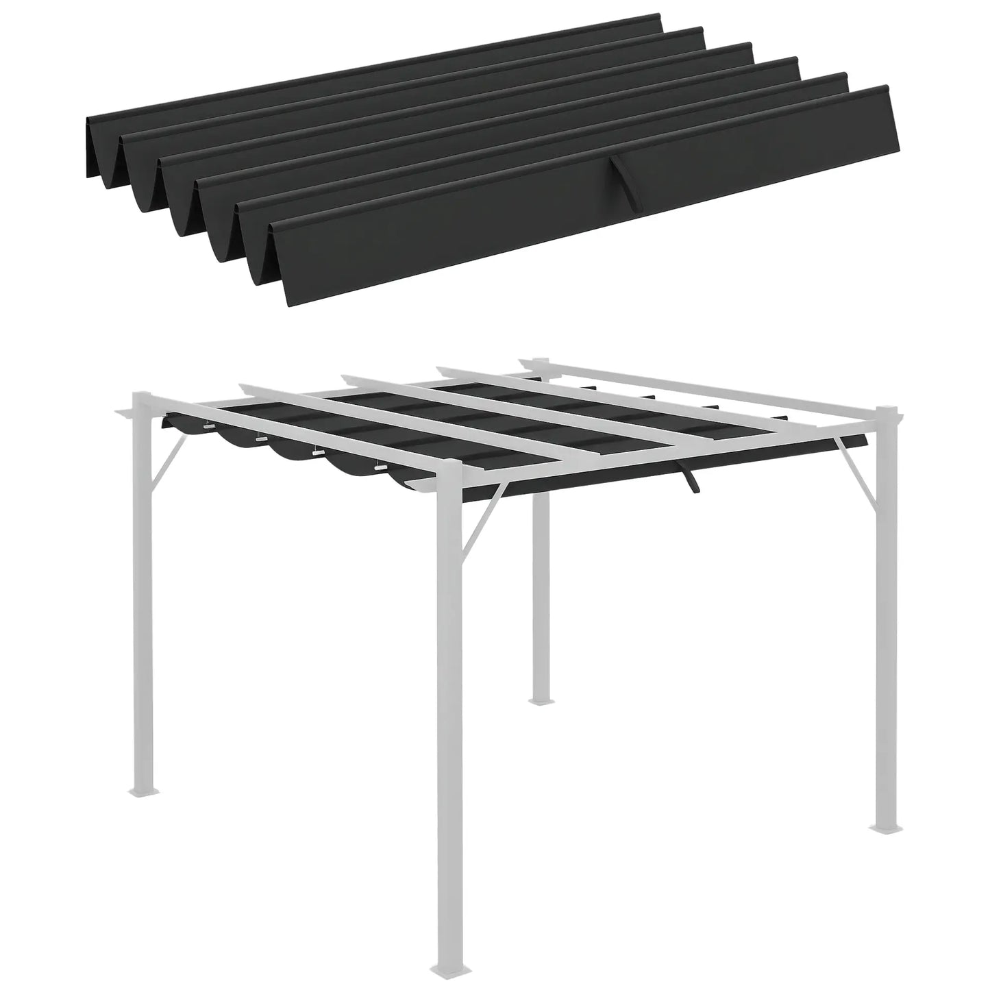 Retractable Pergola Canopy Replacement, 10' x 10', Dark Grey Gazebo Canopy Replacement Dark Grey at Gallery Canada
