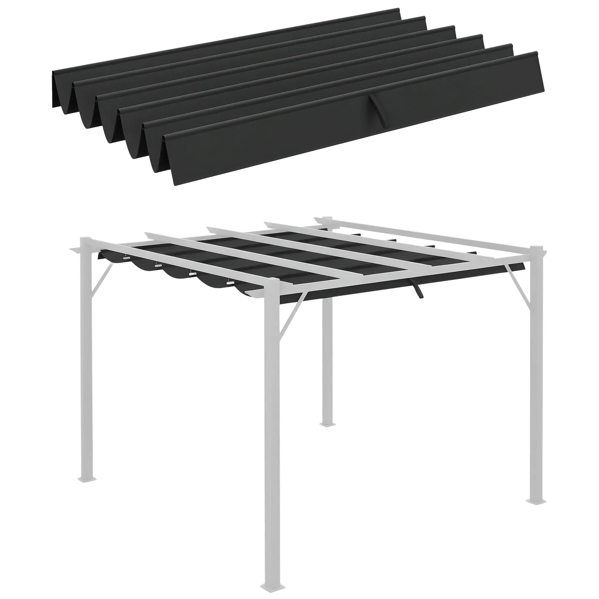 Retractable Pergola Canopy Replacement, 10' x 10', Dark Grey Gazebo Canopy Replacement Dark Grey at Gallery Canada