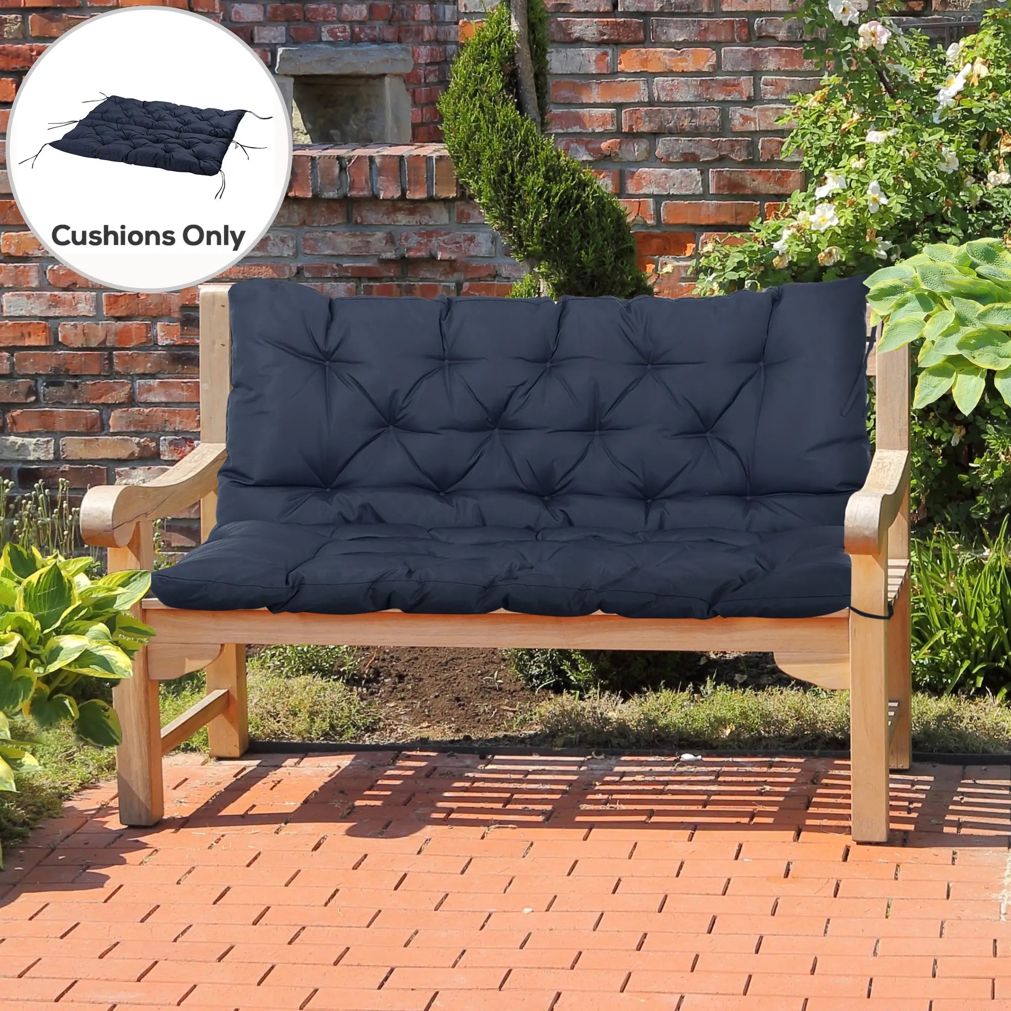 2 Seater Garden Bench Cushion, Thick Outdoor Non-Slip, 52