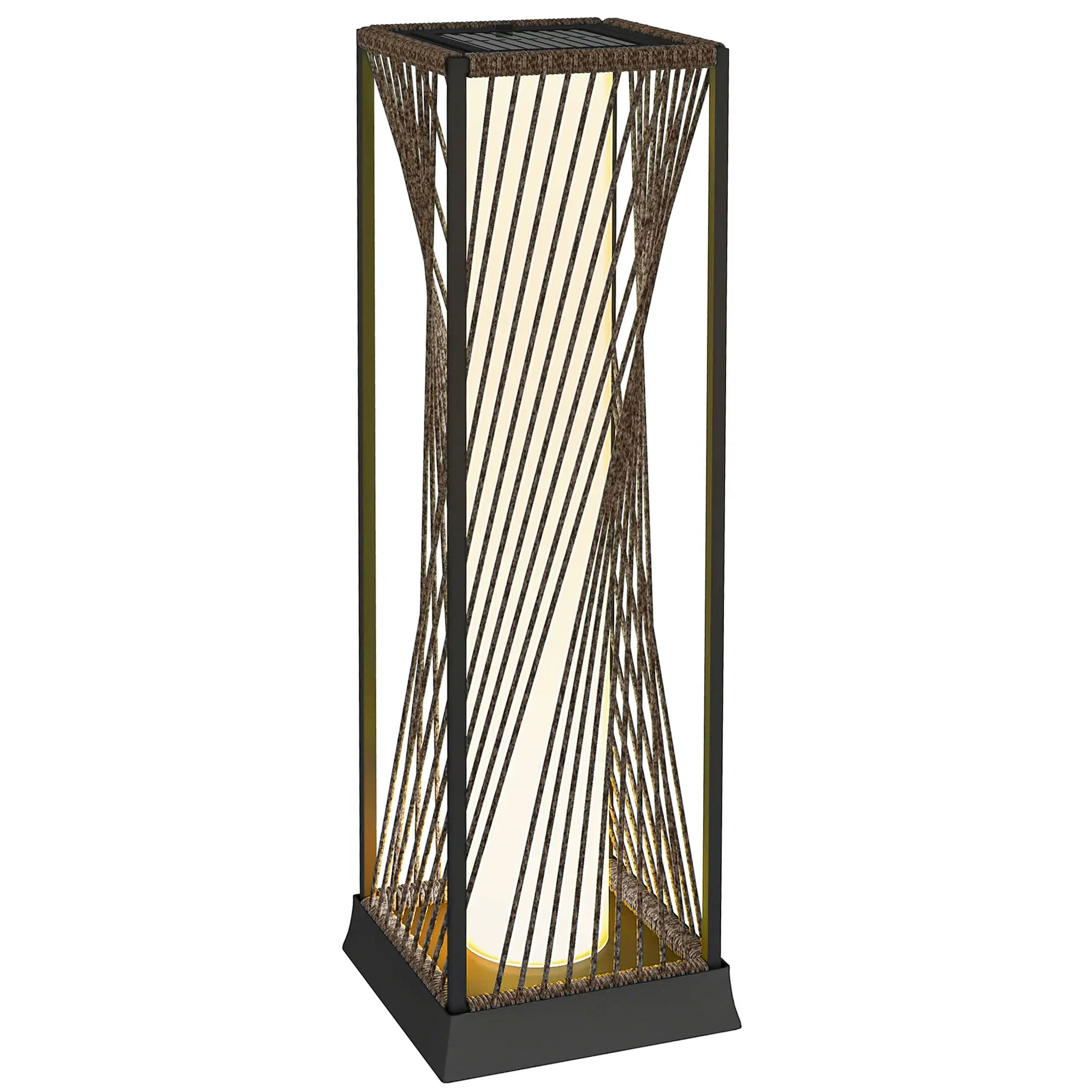 Rattan Solar Floor Lamp, IP44, LED Auto On/Off, Brown Solar Post Lamps at Gallery Canada