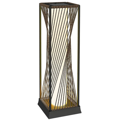 Rattan Solar Floor Lamp, IP44, LED Auto On/Off, Brown Solar Post Lamps at Gallery Canada