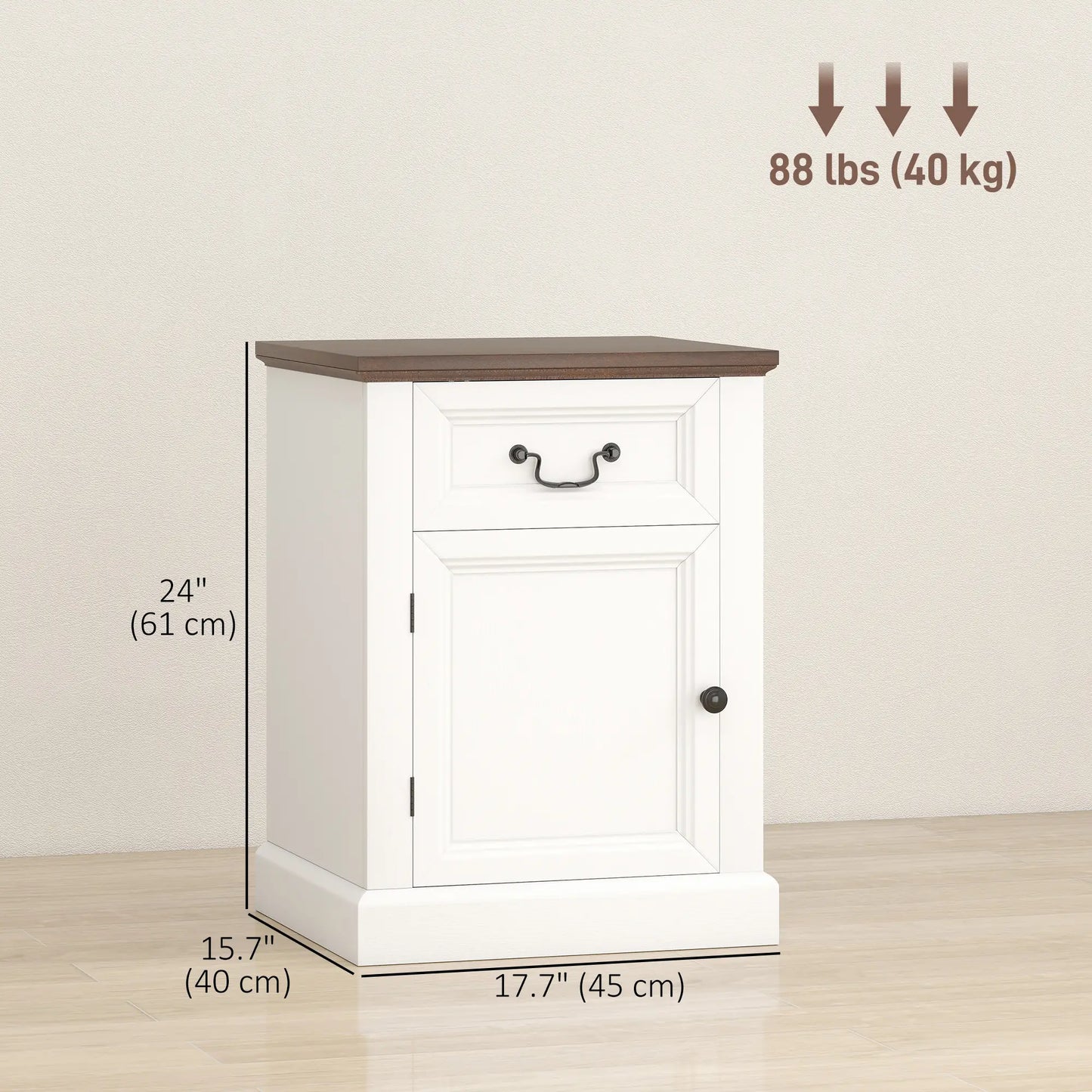 Side Table Set of 2, with Drawer and Cabinet, White Side Tables at Gallery Canada