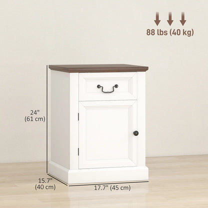 Side Table Set of 2, with Drawer and Cabinet, White Side Tables at Gallery Canada