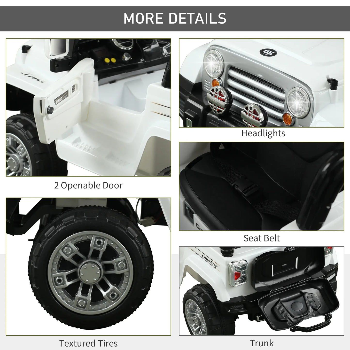 12V Kids Electric Ride On Car, Remote Control, White Electric Toy Cars at Gallery Canada