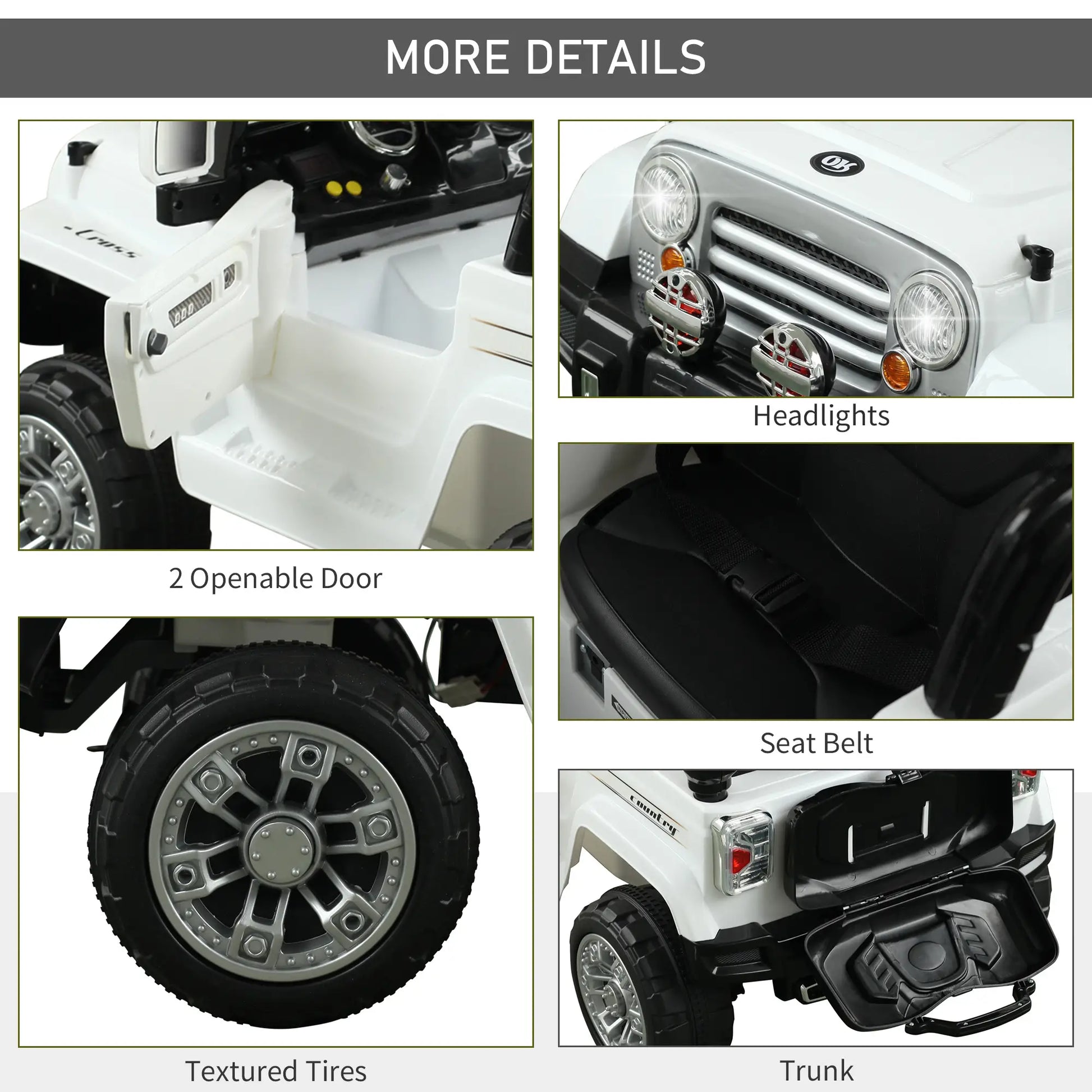 12V Kids Electric Ride On Car, Remote Control, White Electric Toy Cars at Gallery Canada