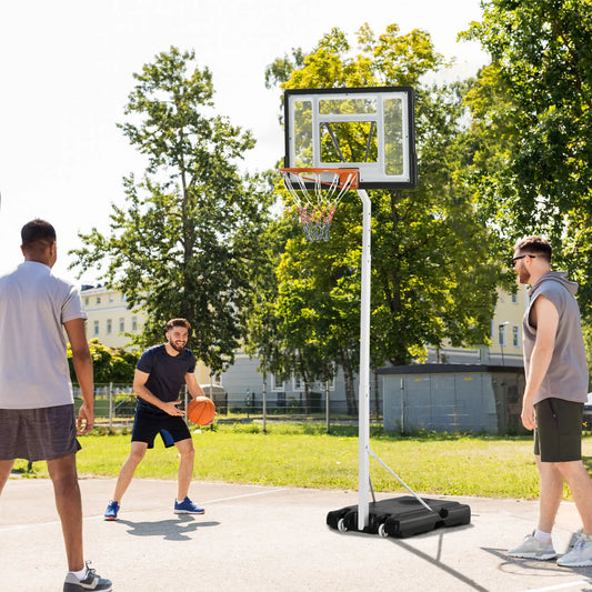 Portable Basketball Hoop, 7ft-8.5ft Adjustable with Wheels, 32.3" Backboard Basketball White at Gallery Canada