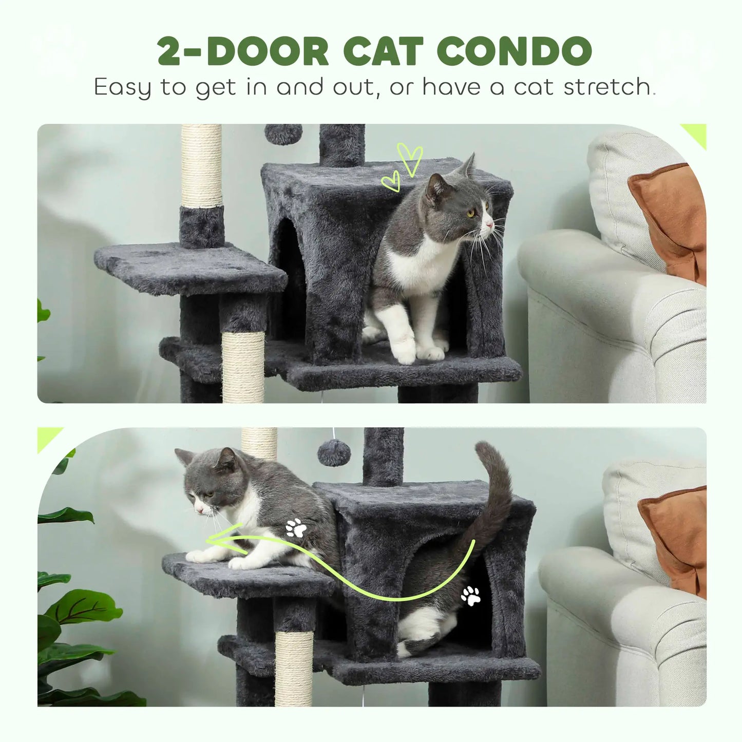 42" Cat Tree, Multi-Level with Perch, Hammock, Condos, Scratching Posts Cat Trees at Gallery Canada