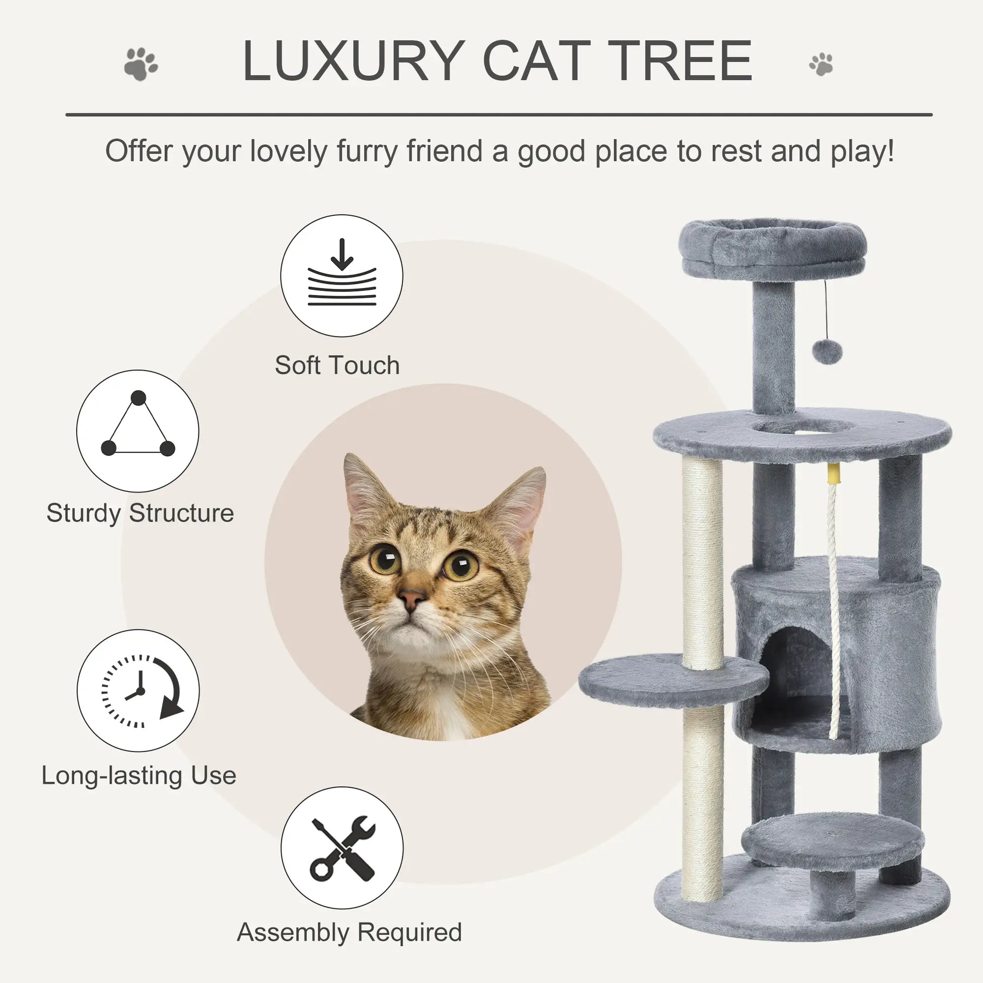 41 Cat Tree Tower with Condo, Scratching Posts, Dark Grey Cat Towers at Gallery Canada