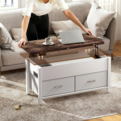 Lift Top Coffee Table, 3 Hidden Compartments, 2 Fabric Drawers Coffee Tables at Gallery Canada
