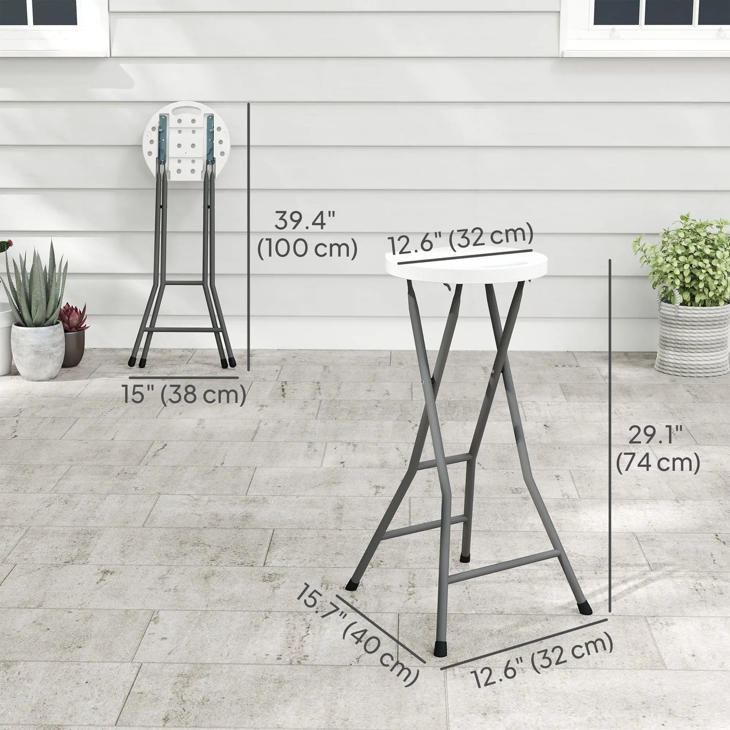 Set of 4 Folding Bar Stools, 29" Counter Height, Footrest Bistro Sets at Gallery Canada