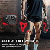 4-Piece 66 lbs Weight Plates Set, Sand-Filled with Handles, 1" Hole, Black, Black