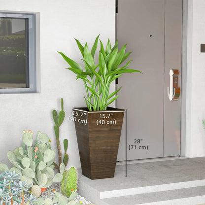 Ensemble de 3 Pots de Plante Hauts, Pot Fuselé de 28 Pouces avec Trous de Drainage, Marron