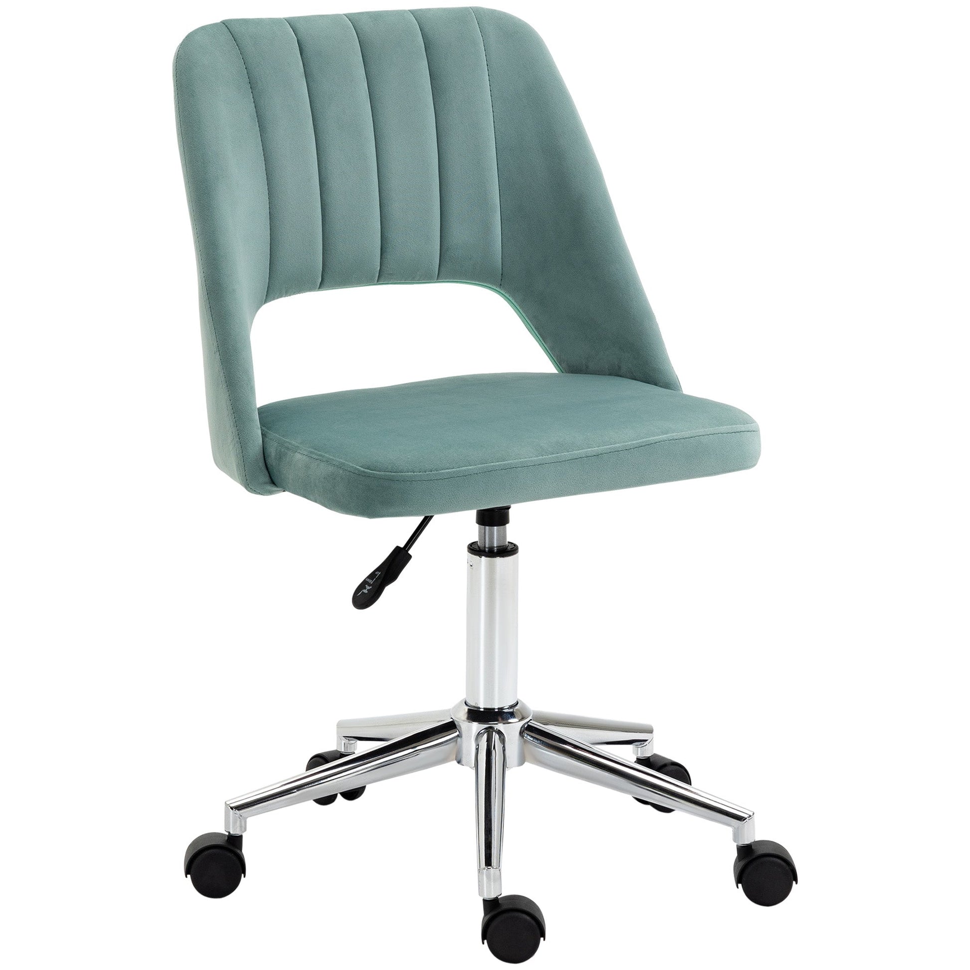 Mid Back Office Chair Velvet Fabric Swivel Scallop Shape Computer Desk Chair, Green - Gallery Canada