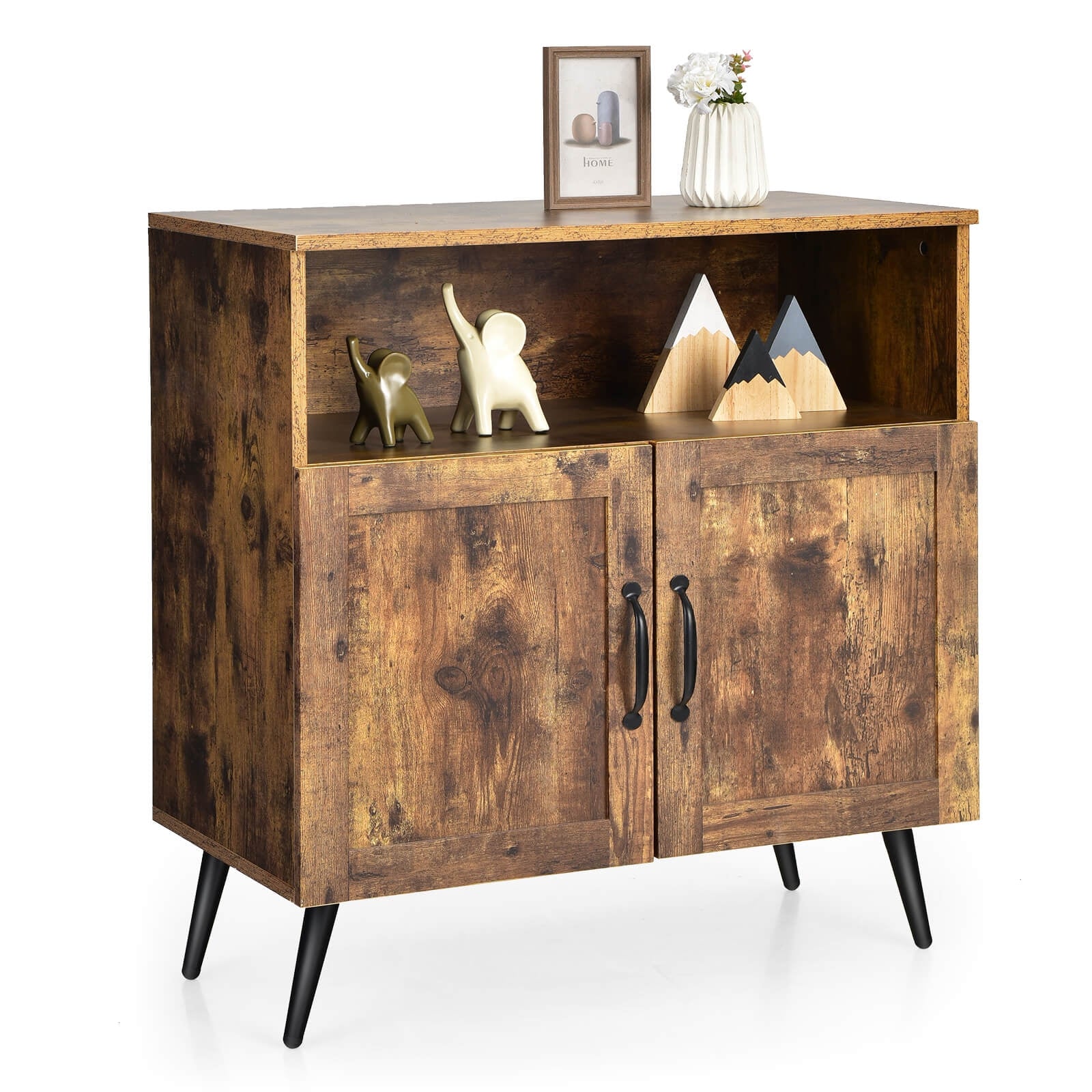 Mid-Century Wooden Storage Cabinet, Wine Glass Holders, Rustic Brown Sideboards Cabinets & Buffets Rustic Brown at Gallery Canada