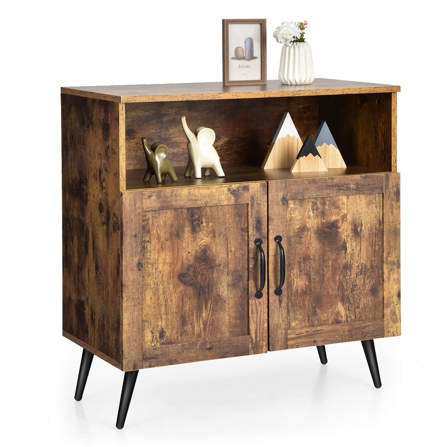 Mid-century Wooden Storage Cabinet Wine Glass Holders, Rustic Brown Sideboards Cabinets & Buffets at Gallery Canada