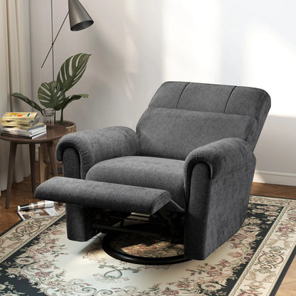 Fabric Recliner Chair, USB Ports, Swivel Rocking Footrest, Dark Grey Single Sofas at Gallery Canada
