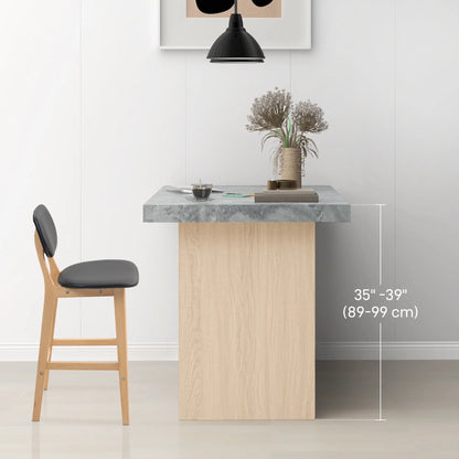 PU Leather Bar Stools Set of 2, Counter Height, Natural and Black, Black Bar Stools at Gallery Canada