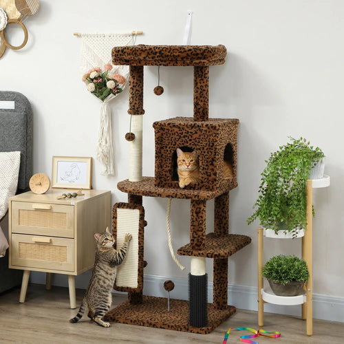 52 Inch Cat Tree With Scratching Posts, Bed, Condo