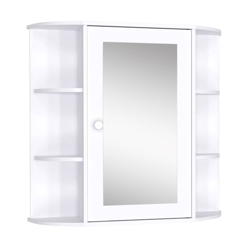 Mirrored Bathroom Wall Cabinet Wall Mounted Medicine Cabinet with Door &; Shelves, White