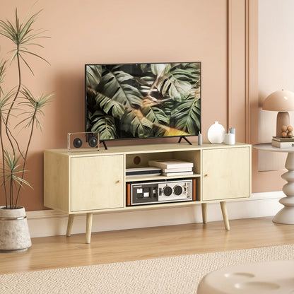 TV Stand For TVs Up To 55 Inches, Storage Shelves, Wood Legs TV Stands at Gallery Canada