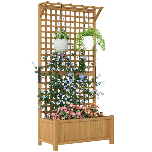Wood Planter with Trellis, Raised Garden Bed, Privacy Screen, Yellow Wooden Planter Boxes Yellow at Gallery Canada
