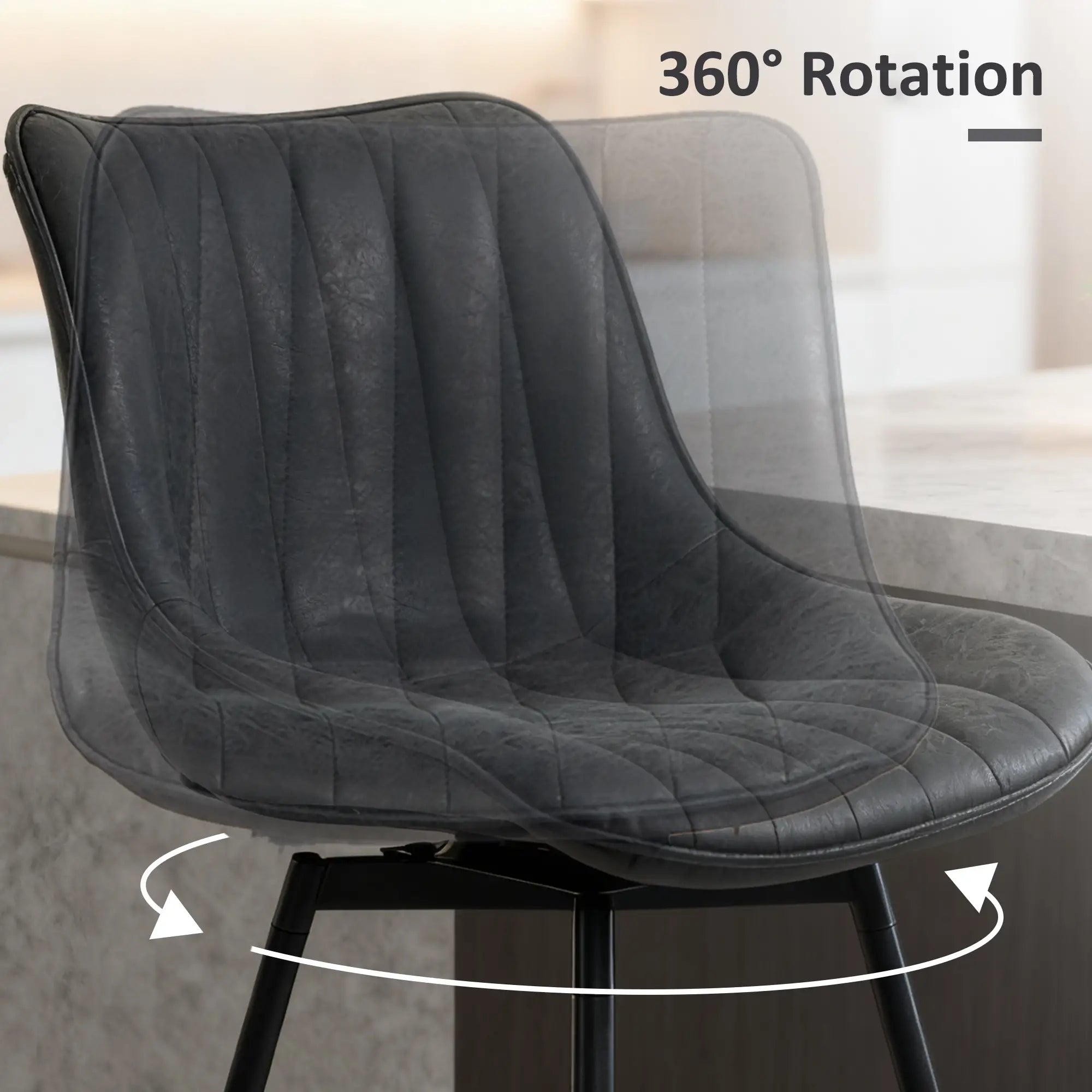 Set of 2 Counter Height Barstools, PU Leather, Black Bar Stools at Gallery Canada