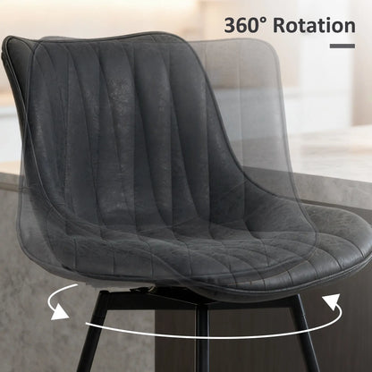 Set of 2 Counter Height Barstools, PU Leather, Black Bar Stools at Gallery Canada