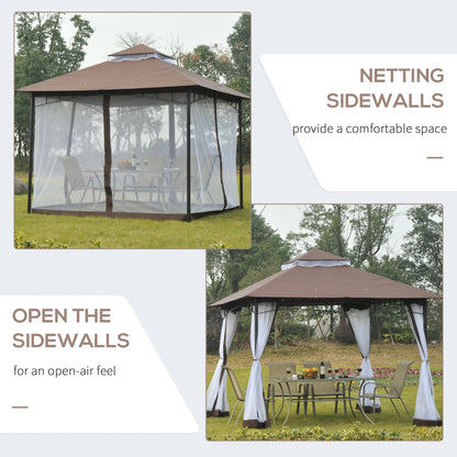 10' x 10' Garden Gazebo, Double Tier Canopy, Sunshade Tent, Anti-UV Roof, Metal Frame, Coffee Gazebos at Gallery Canada