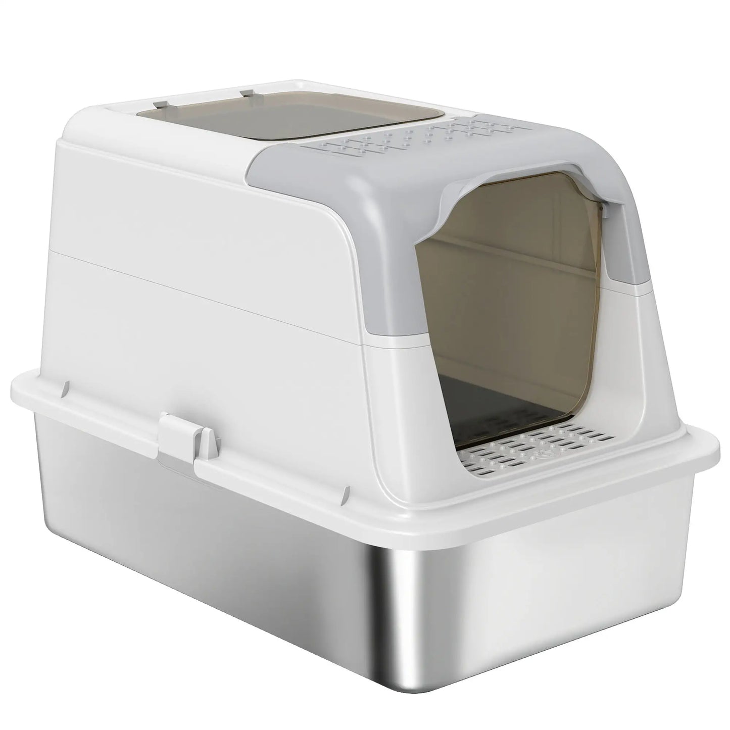 Extra Large Stainless Steel Litter Box, Enclosed for Big Cats Cat Litter Box Enclosures White, Grey at Gallery Canada