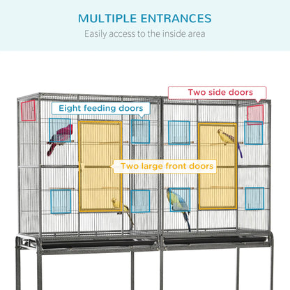 64" Extra Large Bird Cage, Rolling Metal Parrot Cage, 62.8" x 18.9" x 64.2" Bird Cages at Gallery Canada