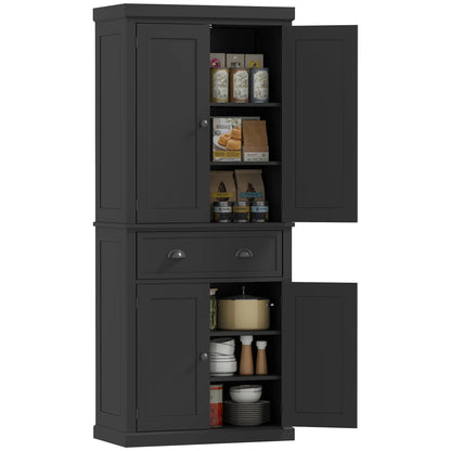 Standing Kitchen Cabinet, 2 Drawers, MDF Board, Black Kitchen Pantry Cabinets Black at Gallery Canada