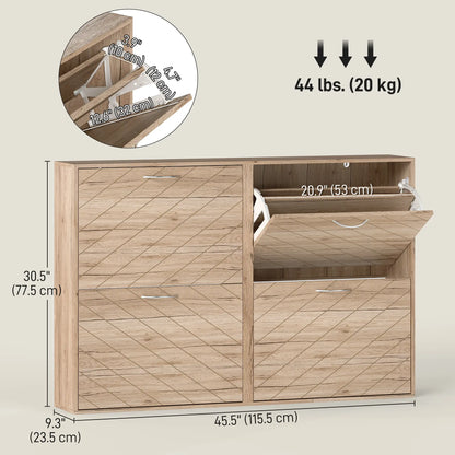 Shoe Storage Cabinet, 3 Flip Drawers, Narrow Slim, 12 Pair Organizer, Oak Shoe Storage Cabinets & Racks at Gallery Canada
