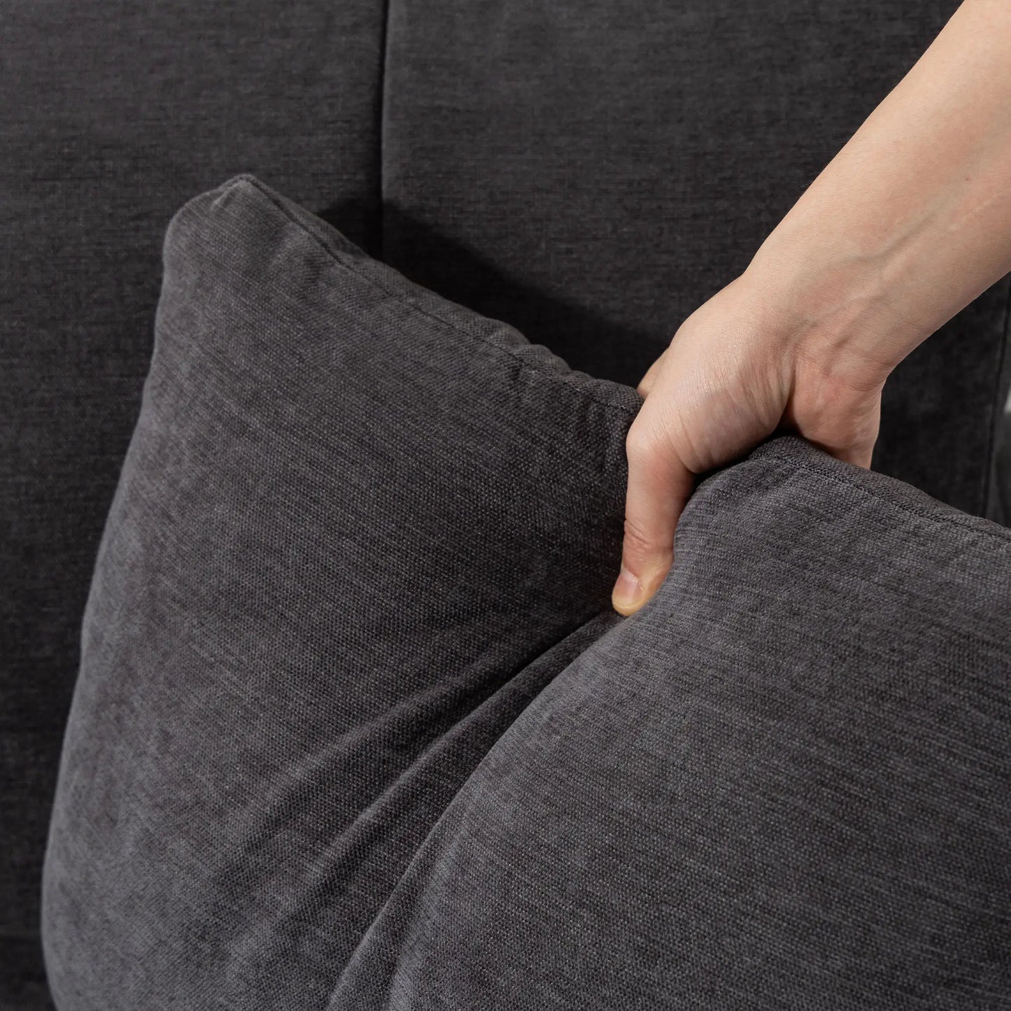 Canapé d'angle 3 places avec méridienne, coussin à ressorts, gris
