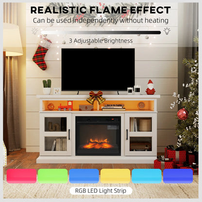 48 Inch Fireplace TV Stand, 3D Flame, Adjustable Shelves, White Electric Fireplaces at Gallery Canada