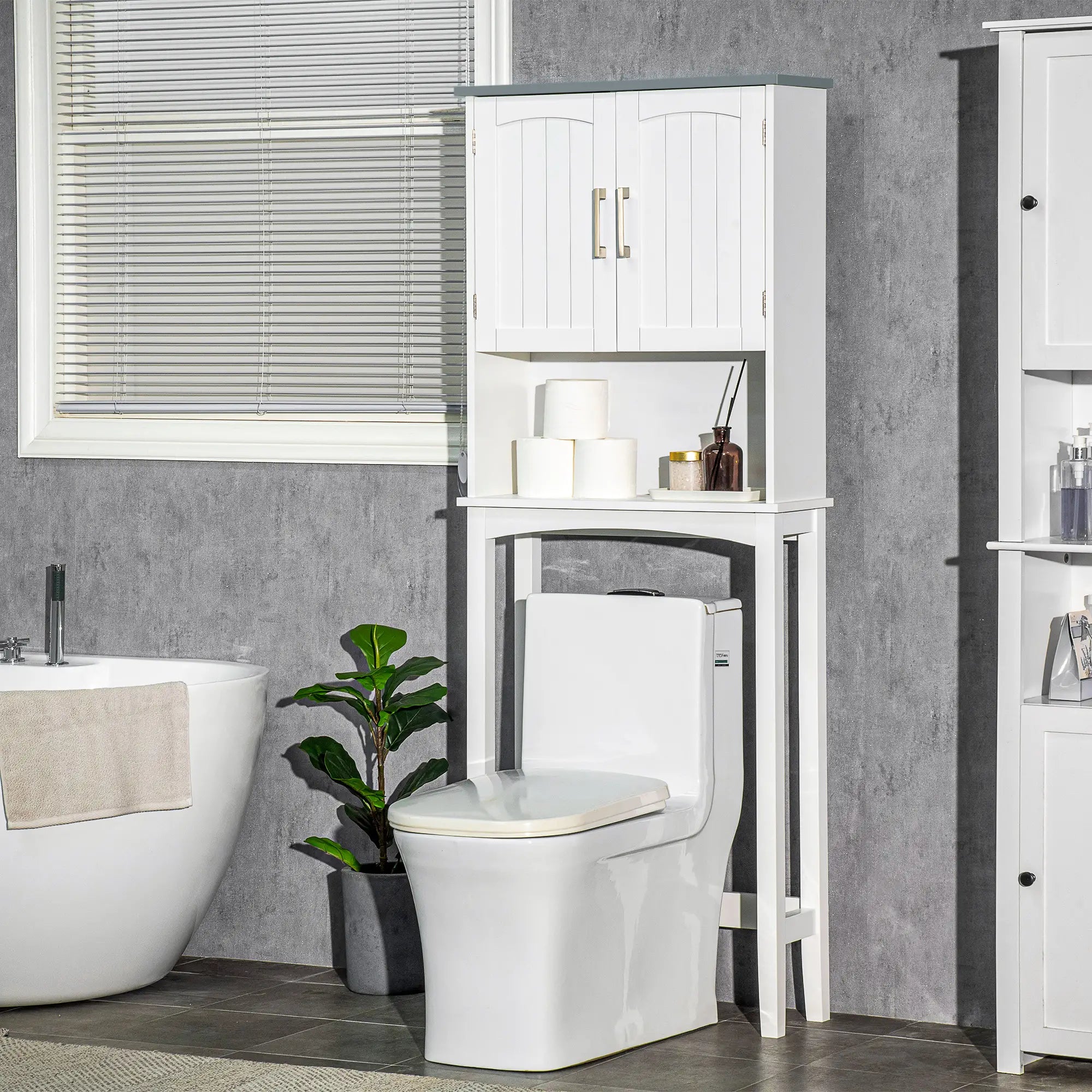 Modern Over Toilet Storage Cabinet, Double Door, Adjustable Shelf, White Over The Toilet Storage at Gallery Canada