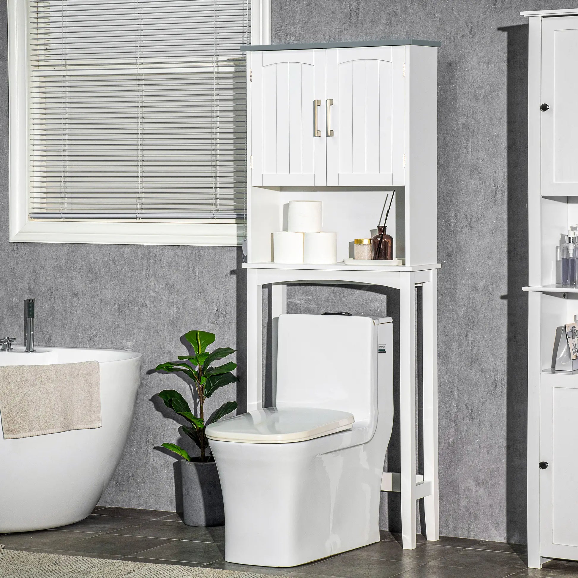 Modern Over Toilet Storage Cabinet, Double Door, Adjustable Shelf, White Over The Toilet Storage at Gallery Canada