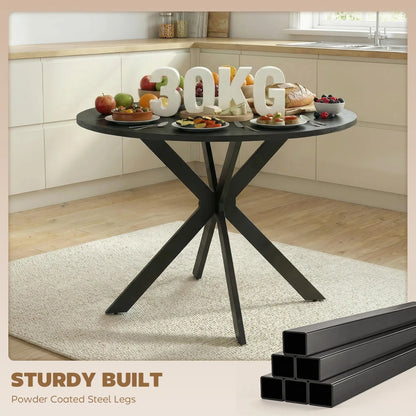 39" Dining Table, Round Kitchen Table, Steel Legs, Wood Grain, Black Dining Tables at Gallery Canada